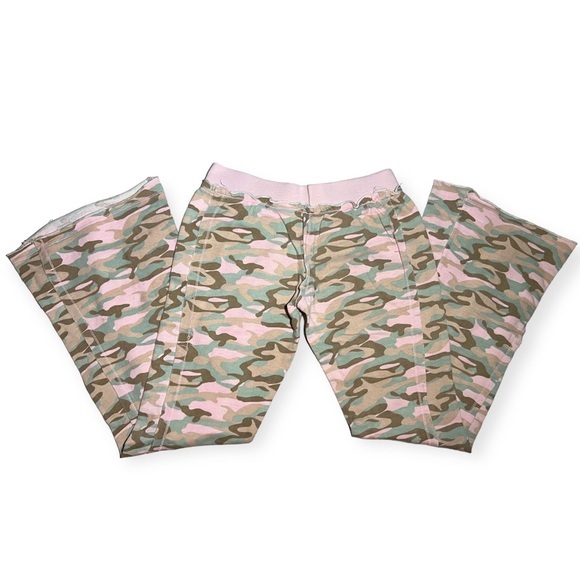Army Girl Bird Stud Camo Camouflage Distressed Hem Style Wide Leg Yoga‎ Pants - Picture 6 of 7